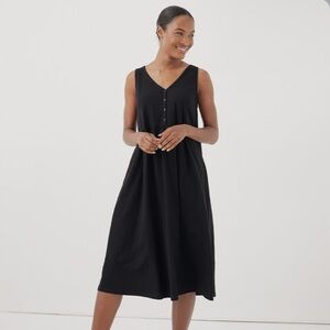 Pact Black Button-Front maxi dress